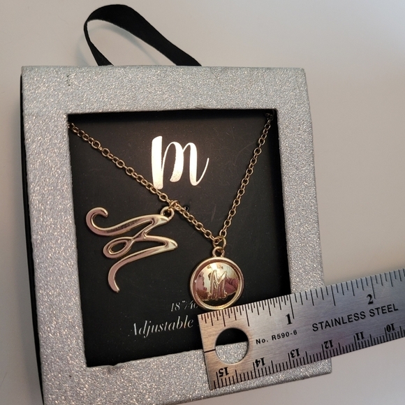 Gold-Tone Necklace with Initial ( M ) - Picture 4 of 5